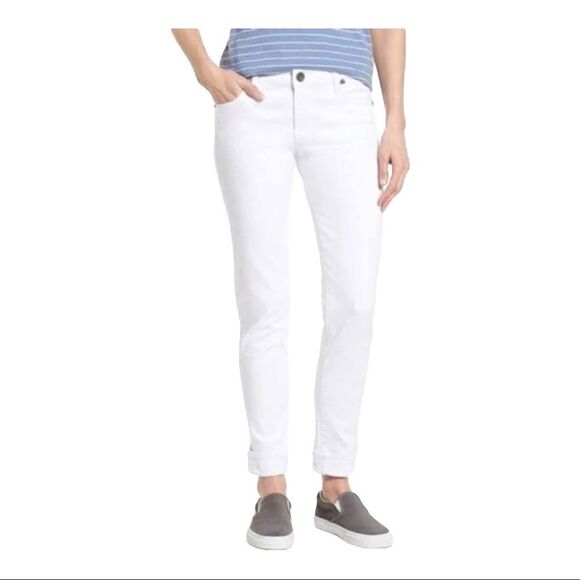 Kut From The Kloth Catherine White Mid Rise Distressed Boyfriend Jeans Size 0 - Picture 1 of 13